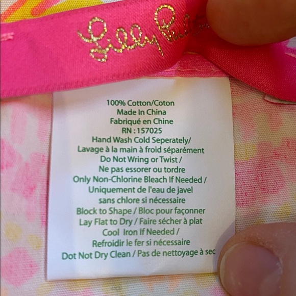 Lilly Pulitzer Be The Sunshine 100% cotton bandana pink yellow white peach - Picture 7 of 7